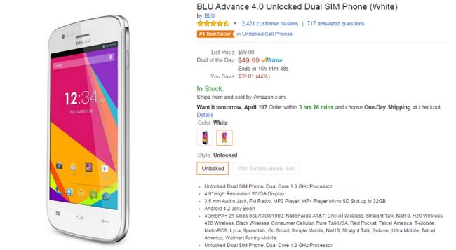 Fotografía - [Alerta Trato] agarrar el Dual-SIM BLU Avance 4,0 por sólo $ 50 en de hoy Amazon GoldBox
